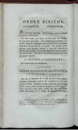 Ordre Dixième. Coureurs.