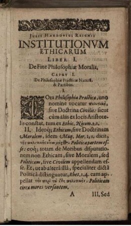 Liber I. De Fine Philosophiae Moralis.