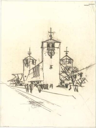 Gsaenger, Gustav; Nürnberg (Bayern); Reformations- Gedächtnis- Kirche - Stadtseite (Perspektive)