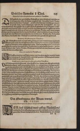 Von Mandragora oder Alraun wurtzel. CAp. CXXIII.