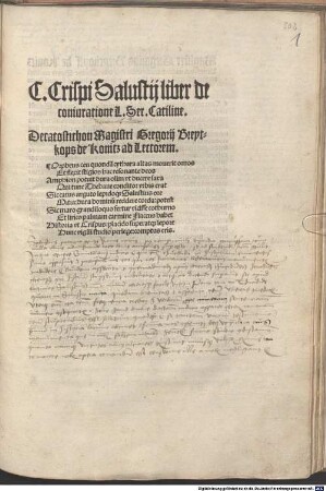 C. Crispi Salustij liber de coniuratione L. Ser. Catiline