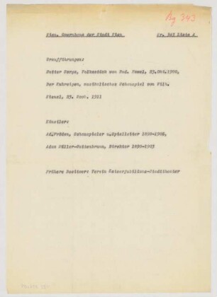 Kaiserjubiläums-Stadttheater (auch: Volksoper), Wien: Schriftstück zum Fragebogen für das Handbuch »Das Deutsche Theater«