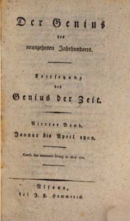 Der Genius des neunzehnten Jahrhunderts. 4, 4. 1802