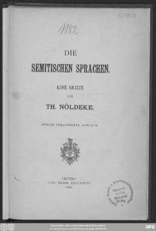 Die semitischen Sprachen : eine Skizze