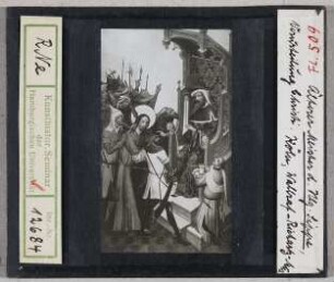 Älterer Meister der Heiligen Sippe: Christus vor Pilatus, Passionsaltar. Köln, Wallraf-Richartz-Museum