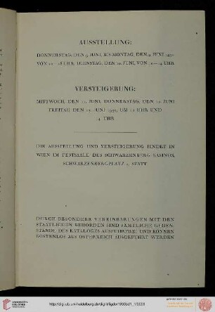 Ausstellungs/Versteigerungsinformationen