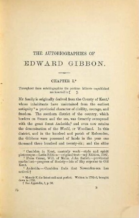 The autobiographies of Edward Gibbon : Printed verbatim from hitherto unpublished MSS., with an introduction by the Earl of Sheffield. Edited by John Murray. With portrait