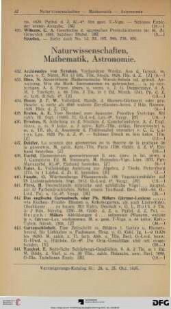 Naturwissenschaften – Mathematik – Astronomie (Nr. 432-475)