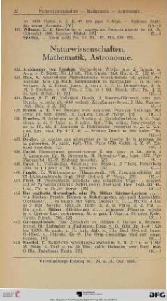 Naturwissenschaften – Mathematik – Astronomie (Nr. 432-475)