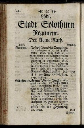 Löbl. Stadt Solothurn Regiment.