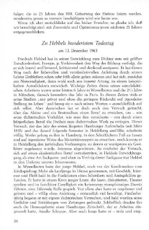 Zu Hebbels hundertstem Todestag