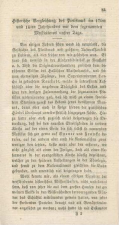 83-95 Historische Vergleichung des Pietismus im 17ten und 18ten Jahrhundert mit dem sogenannten Mysticismus unsrer Tage