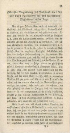 83-95 Historische Vergleichung des Pietismus im 17ten und 18ten Jahrhundert mit dem sogenannten Mysticismus unsrer Tage