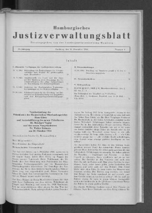 Verabschiedung des Präsidenten des Hanseatischen Oberlandesgerichts Hans Görtz und Amtseinführung des neuen Präsidenten Dr. Reinhart Vogler und des neuen Vizepräsidenten Dr. Walter Reimers am 30.10.1964