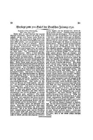 Beylage zum 5ten Stück der Deutschen Zeitung 1791