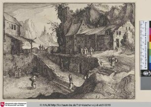 [Treppe zu Häusern auf einem Hügel; Staircase to houses an a hill]