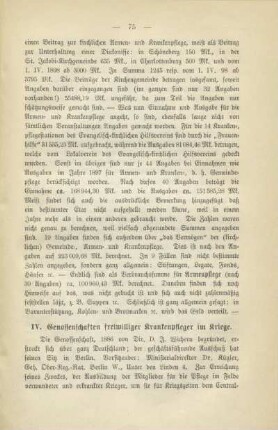 IV. Genossenschaften freiwilliger Krankenpfleger im Kriege
