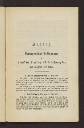 Vertragsmäßige Bestimmungen in Betreff der Erhaltung und Verbesserung des Fahrwassers der Elbe