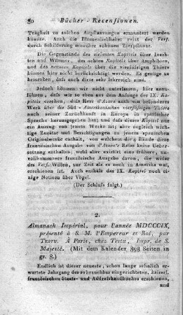 Almananch Impérial, Pour L'Année M.DCCC.IX / présenté à S. M. l'Empereur et Roi, par Testu. - Paris : Testu, Imprimeur De Sa Majesté, 1809