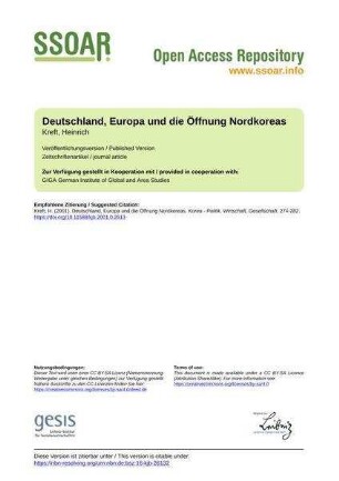 Deutschland, Europa und die Öffnung Nordkoreas