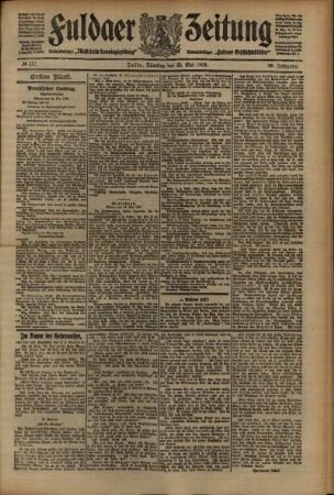 Erste Ausgabe vom Dienstag, den 25. Mai 1909.