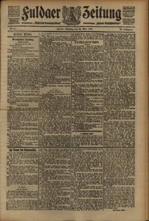 Erste Ausgabe vom Dienstag, den 25. Mai 1909.