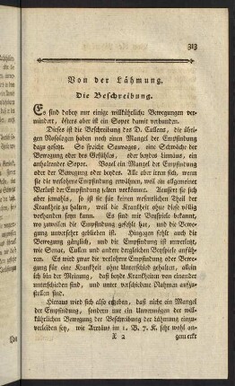 313-323, Die Beschreibung. - Die prädisponirenden Anfänge.