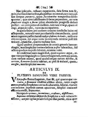 Articvlvs IX. De Flvxibvs Sangvinis Vere Passivis.