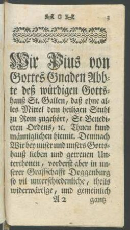 Wir Pius von Gottes Gnaden ...