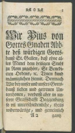 Wir Pius von Gottes Gnaden ...