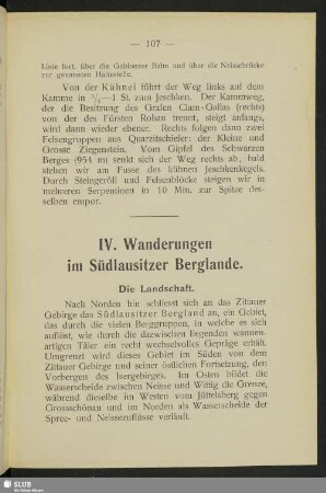 IV. Wanderungen im Südlausitzer Berglande