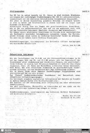 Dok. II/7. Öffentliche Erklärung von Berliner Basisgruppen und kirchlichen Mitarbeitern