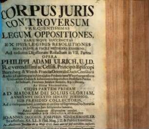 Corpus iuris controversum. P. I.