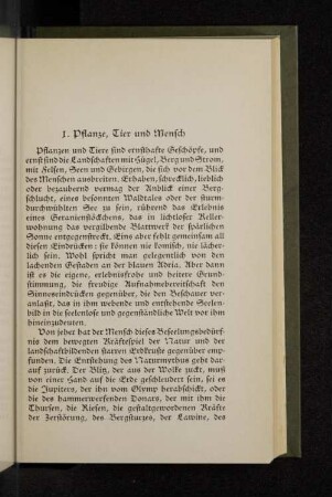 1. Pflanze, Tier und Mensch