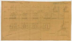 Thiersch, Friedrich von; Wiesbaden; Kurhaus - Südfassade Mittelbau (Schnitte)