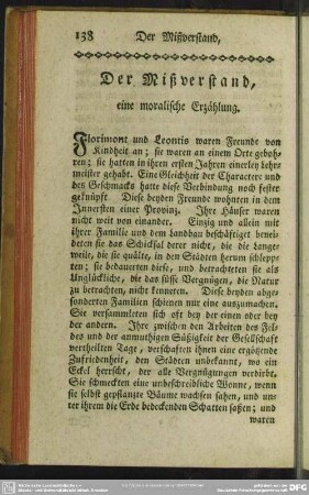 Der Mißverstand, eine moralische Erzählung