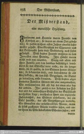 Der Mißverstand, eine moralische Erzählung