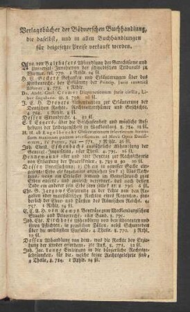 Verlagsbücher der Bödnerschen Buchhandlung, ...