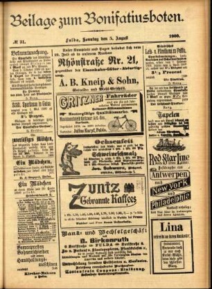Zweite Ausgabe vom Sonntag, den 05. August 1900.
