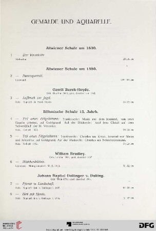 Gemälde und Aquarelle (Nr. 1-68)