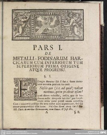 Pars I. De Metalli-Fodinarum Harcicarum Cum Inferiorum Tum Superiorum Prima Origine Atque Progressu