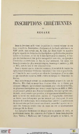 N.S. 11.1865: Inscriptions chrétiennes de Mégare