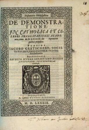 Disputatio Philosophica De Demonstratione
