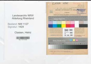Entnazifizierung Heinz Classen , geb. 08.06.1900 (Kaufmaennischer Angestellter)