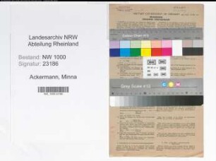 Entnazifizierung Minna Ackermann, geb. 10.07.1921 (Kaufmaennischer Angestellter)
