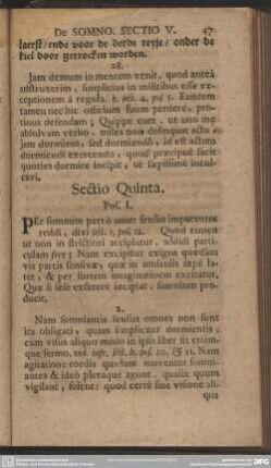 Sectio Quinta