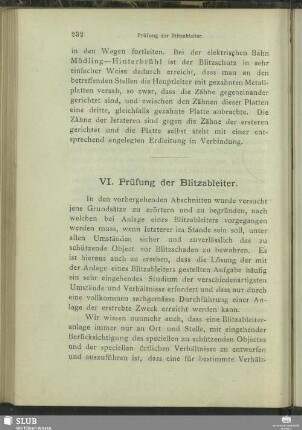 VI. Prüfung der Blitzableiter