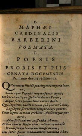 Maphaei S.R.E. Card. Nvnc Vrbani Papae VIII. Poemata