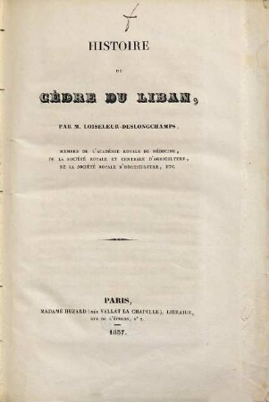 Histoire de cèdre du Liban