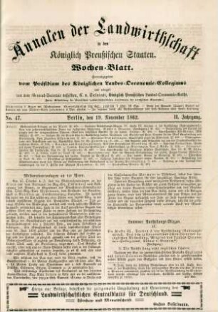 No. 47. Berlin, den 19. November 1862. II. Jahrgang.